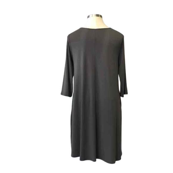 Zenana Size 1X Ash Grey Knit Dress 3/4 Sleeve Aline with Pockets - Picture 2 of 2